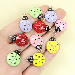 10 Chiếc Đầy Màu Sắc Bọ Rùa Men Quyến Rũ Châu Âu Và Mỹ Pop Trang Sức Phụ Kiện Côn Trùng Cánh Cứng Dễ Thương Nhỏ Giọt Dầu Hợp Kim Mặt Dây Chuyền Cho DIY Vòng Cổ, Vòng Tay, Bông Tai, Móc Khóa