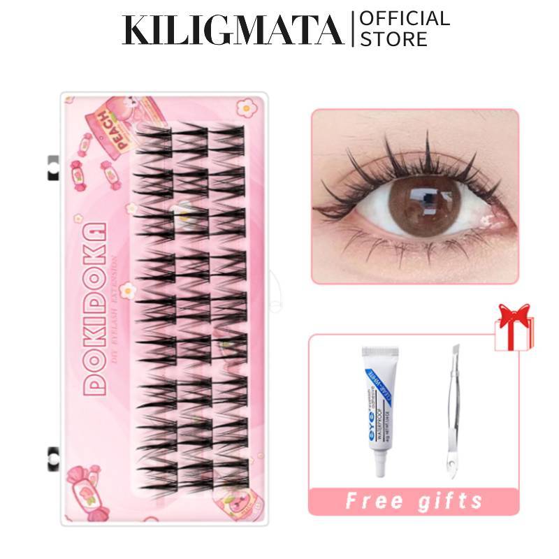 Kiligmatata DIY Cluster 10-12 Mix Lông mi dài vừa phải Trang điểm có thể tái sử dụng