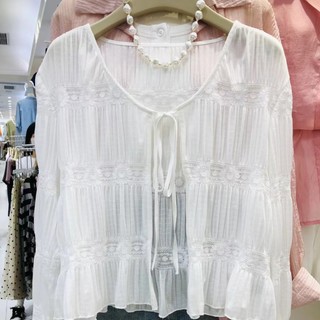 Áo cardigan nữ dài tay ren dáng rộng chống nắng thời trang Hàn Quốc