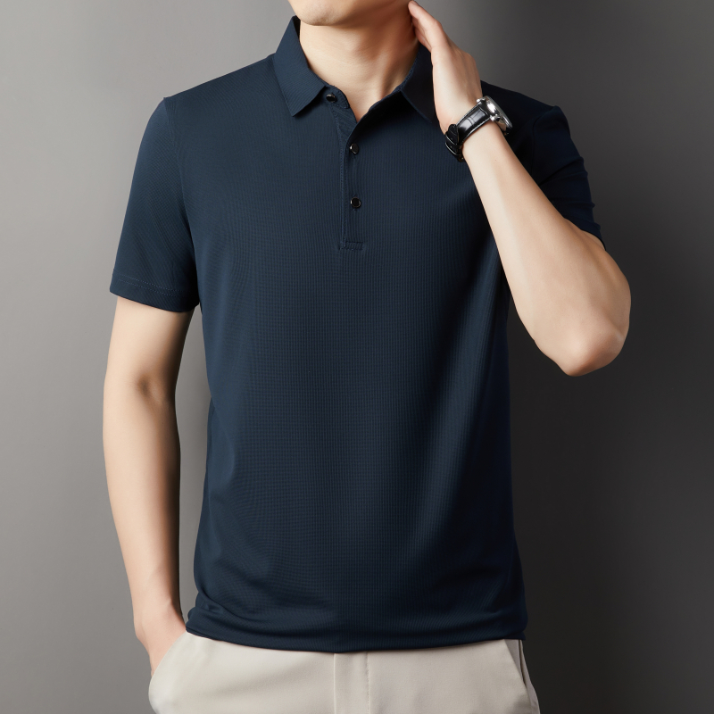 Mới Áo Sơ Mi Polo Nam Đẹp Trai Công Sở Áo Sơ Mi Polo Tay Ngắn Ve Áo Cổ Áo Thun Thường Ngày
