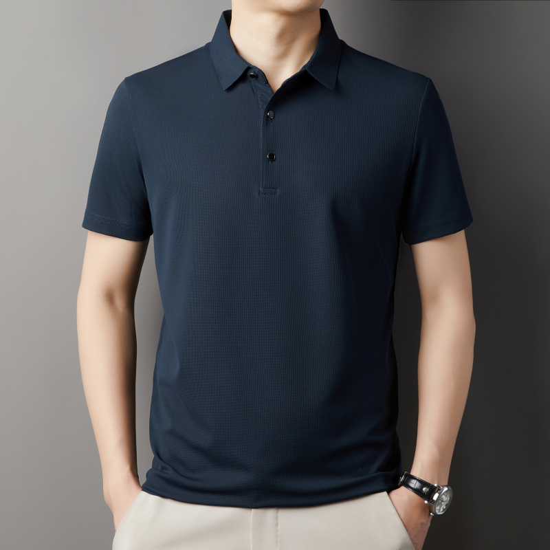 Mới Áo Sơ Mi Polo Nam Đẹp Trai Công Sở Áo Sơ Mi Polo Tay Ngắn Ve Áo Cổ Áo Thun Thường Ngày