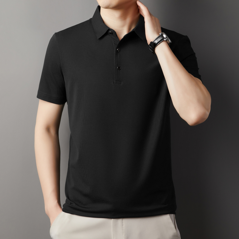 Mới Áo Sơ Mi Polo Nam Đẹp Trai Công Sở Áo Sơ Mi Polo Tay Ngắn Ve Áo Cổ Áo Thun Thường Ngày