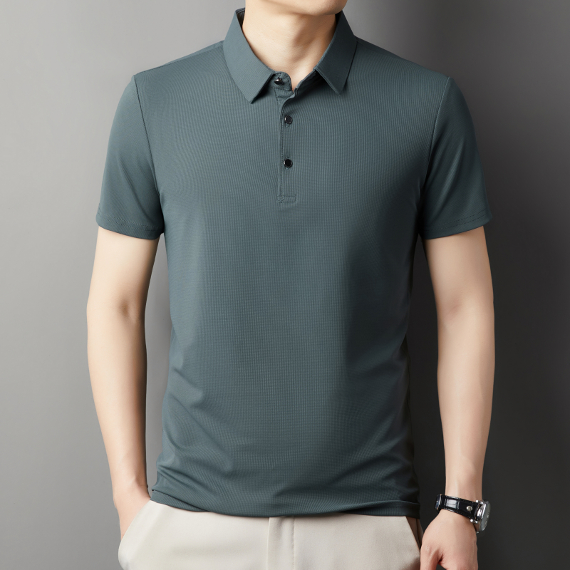 Mới Áo Sơ Mi Polo Nam Đẹp Trai Công Sở Áo Sơ Mi Polo Tay Ngắn Ve Áo Cổ Áo Thun Thường Ngày
