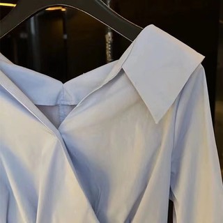 Phong Cách Hàn Quốc Nữ Eo Mỏng Áo Sơ Mi Tay Ngắn Áo Baju Baju Wanita Lengan Panjang