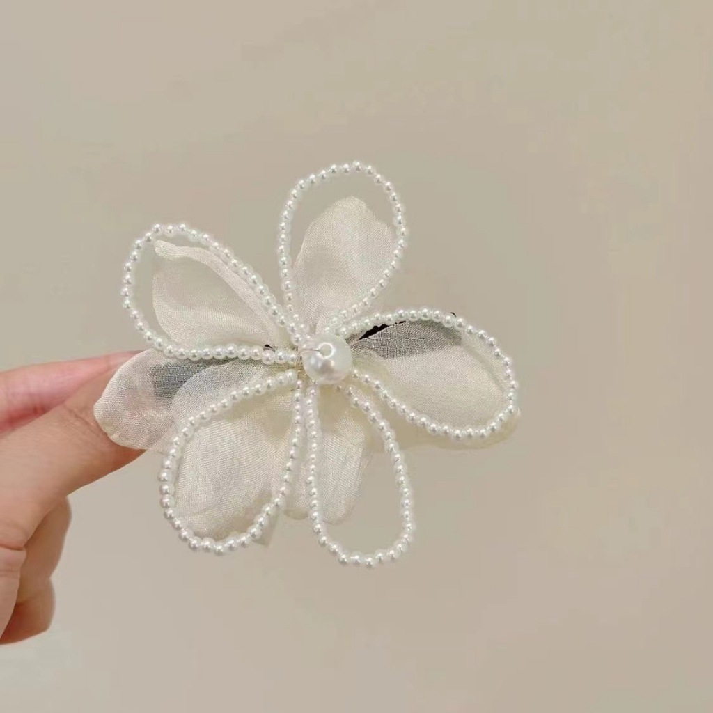 Hàn Quốc Lưới Mới Ngọc Trai Hoa Trà Kẹp Tóc Hoa Bên Hoa Kẹp Tóc Thích Hợp Cho Nữ Du Lịch Bên Bờ Biển Ảnh Mũ