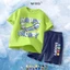 Snoopy Quần áo trẻ em Áo thun bé trai Quần Short ngắn tay Bộ đồ thể thao hoạt hình Cotton nguyên chất mùa hè