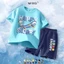 Snoopy Quần áo trẻ em Áo thun bé trai Quần Short ngắn tay Bộ đồ thể thao hoạt hình Cotton nguyên chất mùa hè