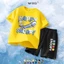 Snoopy Quần áo trẻ em Áo thun bé trai Quần Short ngắn tay Bộ đồ thể thao hoạt hình Cotton nguyên chất mùa hè