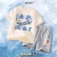 Snoopy Quần áo trẻ em Áo thun bé trai Quần Short ngắn tay Bộ đồ thể thao hoạt hình Cotton nguyên chất mùa hè