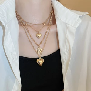 Châu Âu và Hoa Kỳ xuyên biên giới nhiều lớp tình yêu mặt dây chuyền vòng cổ thời trang niche xương đòn dây chuyền khí chất nhẹ sang trọng cao cấp trang sức bán buôn