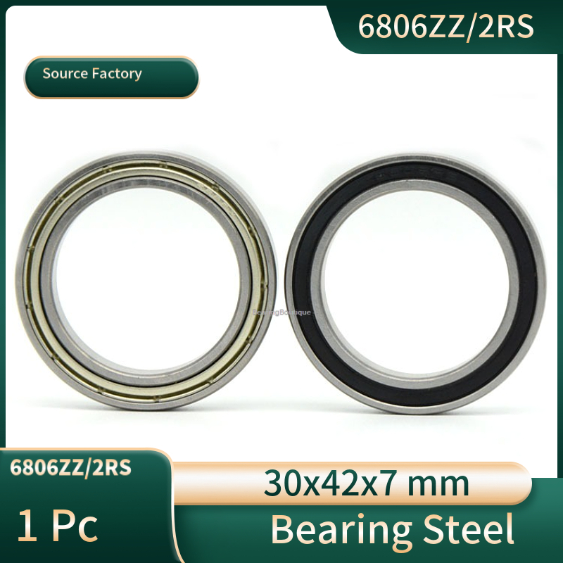 5 Pcs 6806RS Bearings - 30mm X 42mm X 7mm Deep Groove Ball Bearings (RS Rubber Seal)