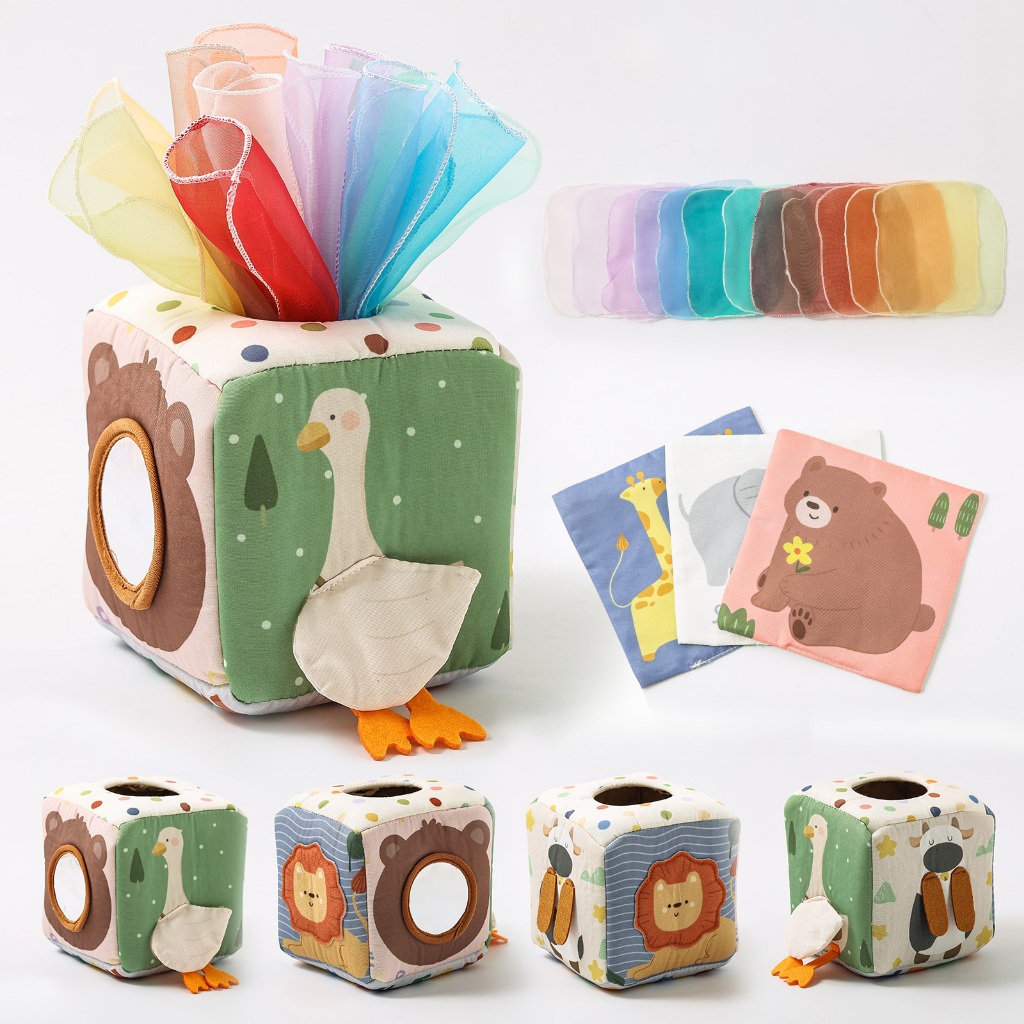 Ảnh Bé Montessori Đồ Chơi Magic Hộp Khăn Giấy Giáo Dục Hoạt Động Học Tập Cảm Giác Đồ Chơi Cho Trẻ Em Vui Nhộn Kotak Khăn Giấy Bận Rộn Ban Trò Chơi Cho Bé 1