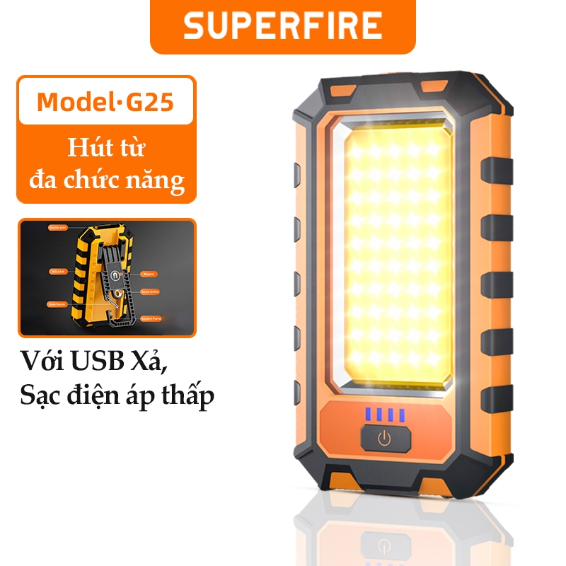 Đèn Pin Từ Tính SUPERFIRE G25 Siêu Sáng Sạc Lại Được Đèn Sự Cố Sửa Chữa ...