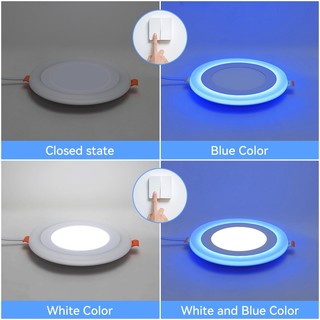 Đèn trần LED 3 chế độ Bảng điều khiển thay đổi màu Đèn bảng điều khiển âm thanh siêu mỏng Bule + Trắng 2 màu Downlight 6W 9W Đèn trần vuông tròn cho phòng gia đình Hành lang văn phòng