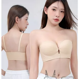 Liền Mạch Nữ Chống Trơn Trượt Dây Áo Ngực Mềm Xốp Cốc Dày Thanh Niên Cô Gái Đẩy Lên Phía Trước Đóng Áo ngực Không Dây Nữ Áo ngực