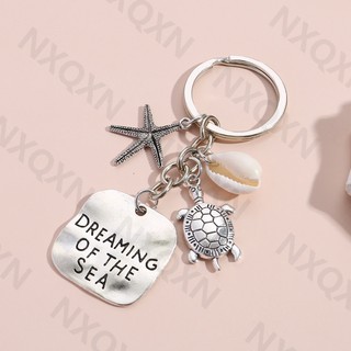 Cổ Điển Sao Biển Rùa Hợp Kim Móc Khóa Sinh Vật Biển Vòng Chìa Khóa Dành Cho Nữ Handmade Bộ Trang Sức