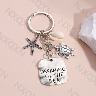 Cổ Điển Sao Biển Rùa Hợp Kim Móc Khóa Sinh Vật Biển Vòng Chìa Khóa Dành Cho Nữ Handmade Bộ Trang Sức