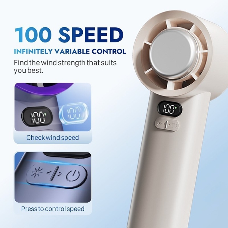 Quạt cầm tay Kayine Tốc độ 100 độ Thời lượng pin 13 giờ Quạt Mini cầm tay có thể sạc lại với sứ đá siêu dẫn Làm lạnh Kipas Tangan