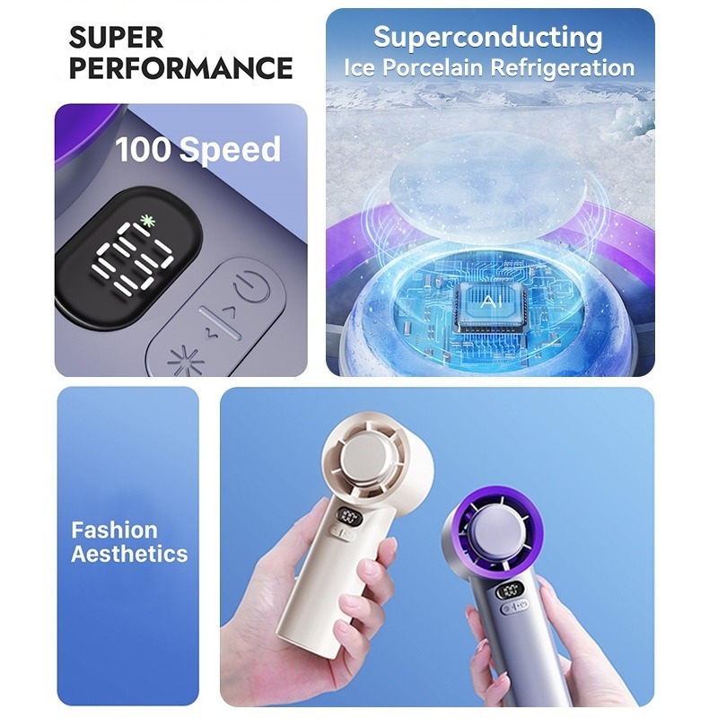 Quạt cầm tay Kayine Tốc độ 100 độ Thời lượng pin 13 giờ Quạt Mini cầm tay có thể sạc lại với sứ đá siêu dẫn Làm lạnh Kipas Tangan