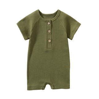 Bộ áo liền quần cho bé có nút màu Bộ đồ ngủ Cotton mùa hè cho bé trai bé gái