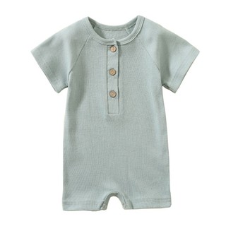 Bộ áo liền quần cho bé có nút màu Bộ đồ ngủ Cotton mùa hè cho bé trai bé gái