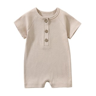 Bộ áo liền quần cho bé có nút màu Bộ đồ ngủ Cotton mùa hè cho bé trai bé gái