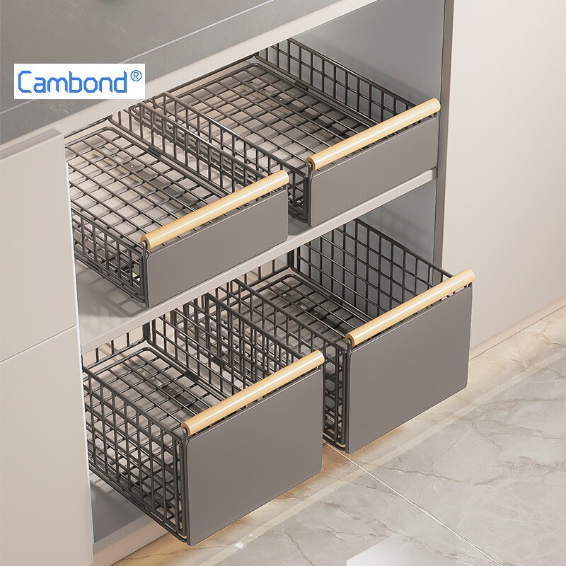 Cambond Hộp đựng đồ dạng ngăn kéo, Dưới Bồn Rửa Có Giá Để Đồ Giá Bát Đĩa Trượt Gia Vị Có Giá Để Đồ
