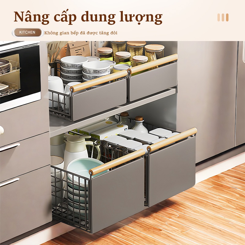 Cambond Hộp đựng đồ dạng ngăn kéo, Dưới Bồn Rửa Có Giá Để Đồ Giá Bát Đĩa Trượt Gia Vị Có Giá Để Đồ