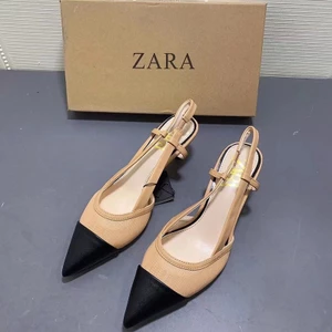 Xăng đan Cao Gót Nữ ZARA Mũi Nẹp Mũi Nhọn Xăng đan Không Đầu