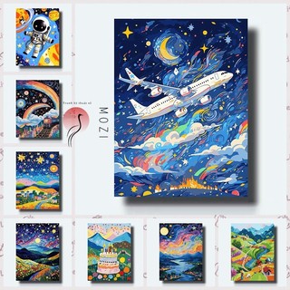MOZI✨40 * 50cm / 30 * 40cm phi hành gia tranh tô màu theo số tranh số hóa tranh sơn dầu số hoá bộ tô màu theo số sơn acrylic  Tranh tô số hoá Không Gian Kỹ Thuật Số Tranh Sơn Dầu Tay Tranh Vẽ Tay Tranh Kỹ Thuật Số Tranh Acrylic