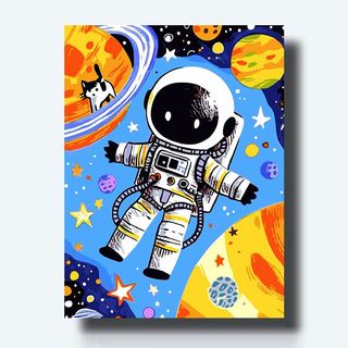 MOZI✨40 * 50cm / 30 * 40cm phi hành gia tranh tô màu theo số tranh số hóa tranh sơn dầu số hoá bộ tô màu theo số sơn acrylic  Tranh tô số hoá Không Gian Kỹ Thuật Số Tranh Sơn Dầu Tay Tranh Vẽ Tay Tranh Kỹ Thuật Số Tranh Acrylic