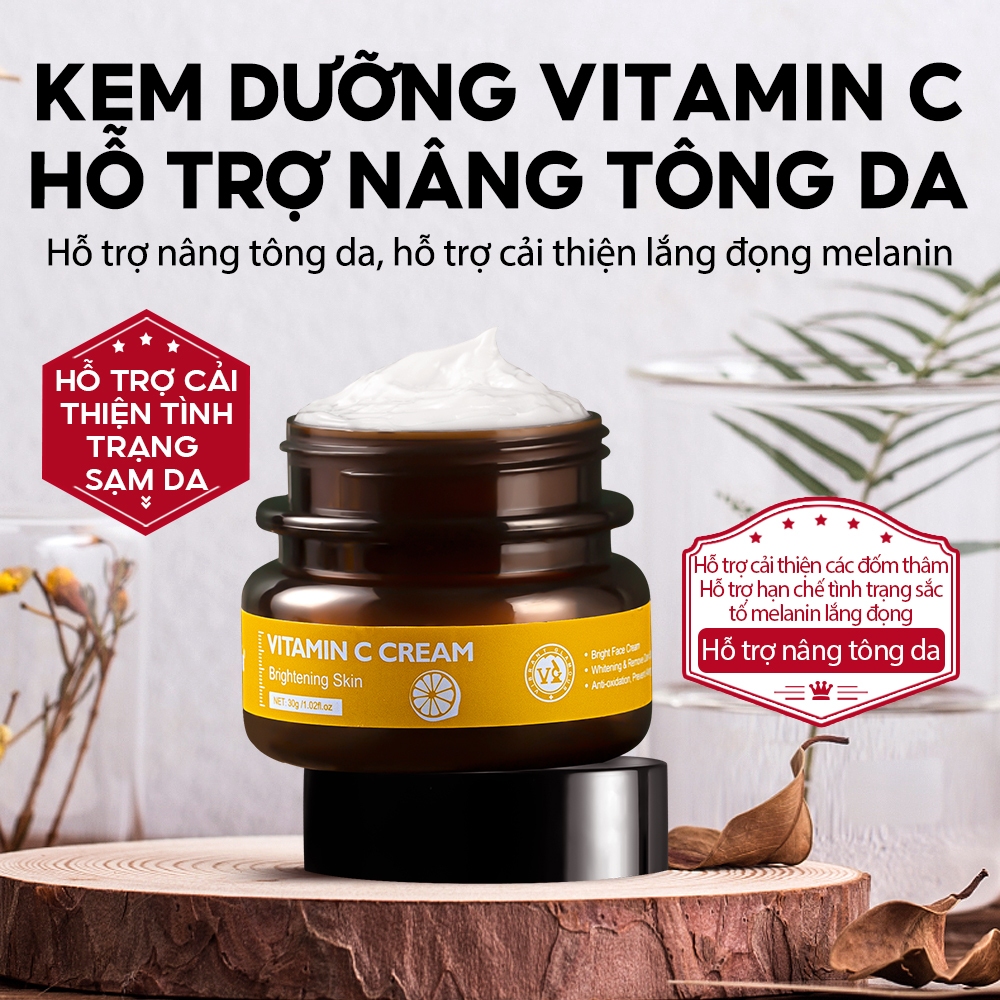 Ảnh Vitamin C Làm Trắng 2pcs VIBRANT GLAMOUR Làm mờ vết thâm và nám & Giảm sản xuất melanin 30ml + 30g 2