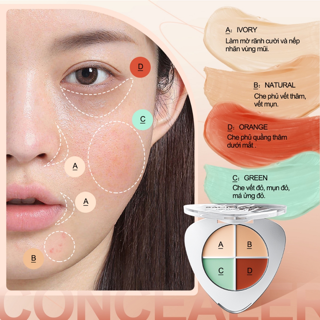 Bảng Kem Che Khuyết điểm SACE LADY Chống Thấm Nước Giúp Hiệu Chỉnh Màu Da 5.6g