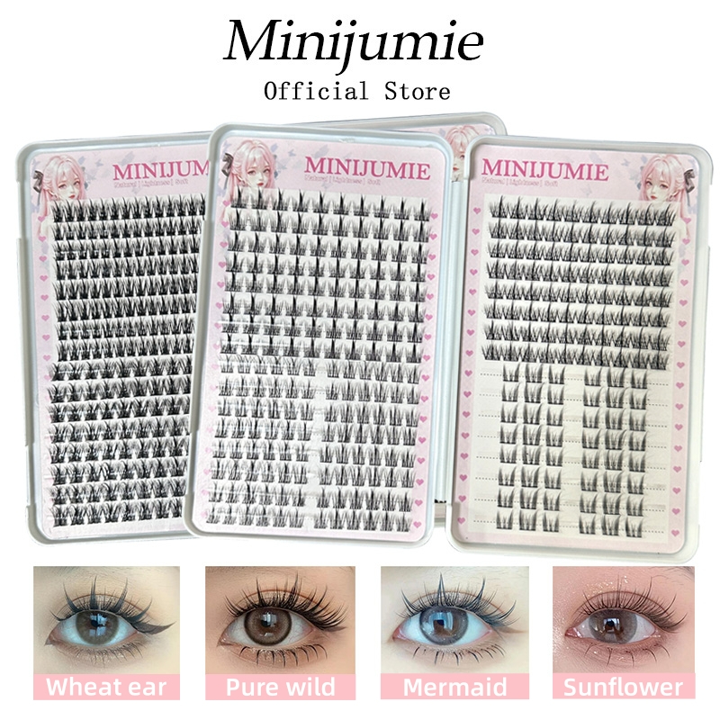 Hộp Lông Mi Giả Minijumie 360 Độ Tự Nhiên 10-13mm Có Thể Tái Sử Dụng/eyelashes/mi giả lúa mì/Có keo