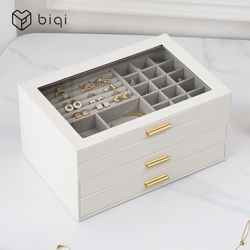 Casegrace Hộp Trang Sức Ngăn Kéo Lớn Chống Bụi, Bảo Quản Bông Tai, Vòng Cổ, Đồng Hồ