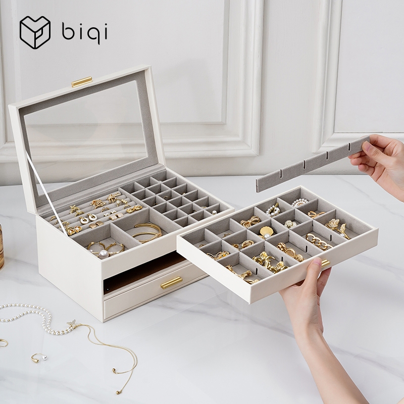Casegrace Hộp Trang Sức Ngăn Kéo Lớn Chống Bụi, Bảo Quản Bông Tai, Vòng Cổ, Đồng Hồ