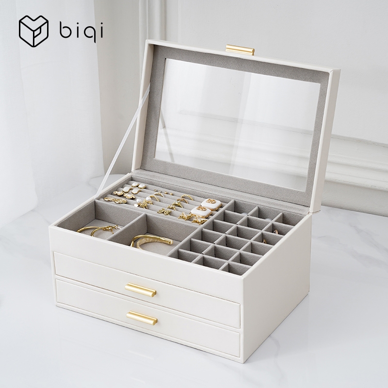 Casegrace Hộp Trang Sức Ngăn Kéo Lớn Chống Bụi, Bảo Quản Bông Tai, Vòng Cổ, Đồng Hồ