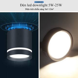 Đèn Led Downlight CANMEIJIA Đèn trần thay đổi 3 màu AC220V Đèn trần nhôm gắn trên bề mặt Đèn Pin Led 5W / 10W / 15W cho phòng ngủ gia đình Phòng khách