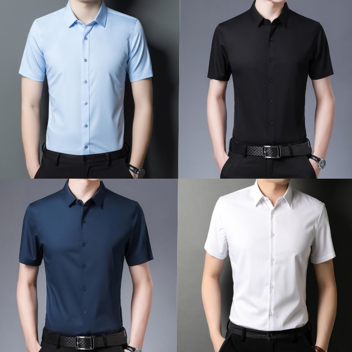 Áo Sơ Mi Nam Công Sở Trang Trọng Áo Sơ Mi Tay Ngắn Áo Sơ Mi Công Sở Slim Fit Trắng Áo Sơ Mi Thường Ngày