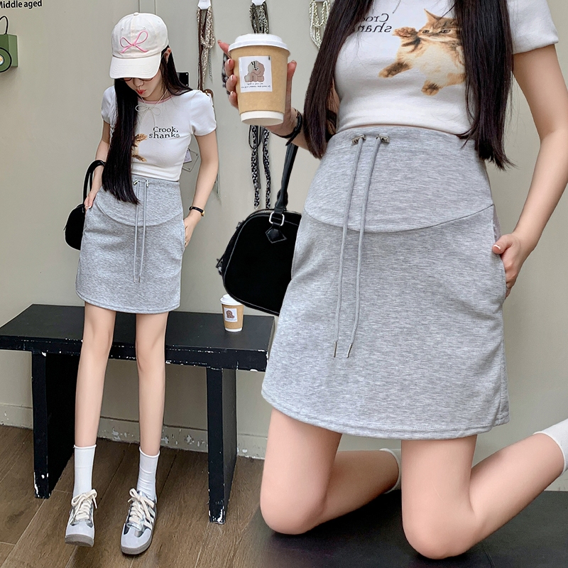 Váy bà bầu mùa hè Sản phẩm mới Dây rút Váy gói hông phù hợp
