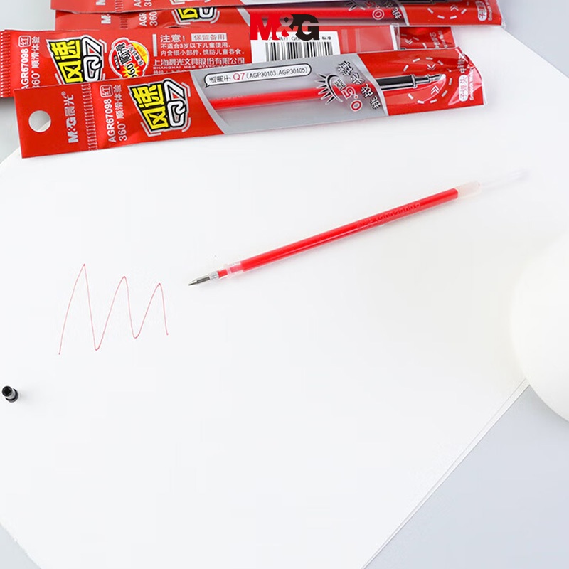 Ruột Bút Gel Màu Đen/Đỏ 0.5mm M&G, Ruột Bút Đầu Đạn Rút Nắp 1 Cây
