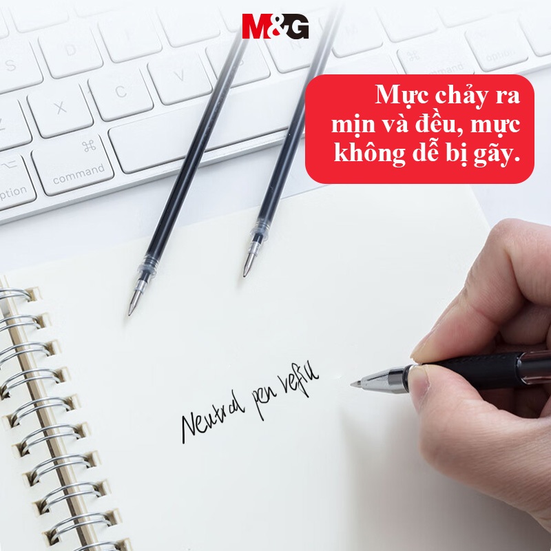 Ruột Bút Gel Màu Đen/Đỏ 0.5mm M&G, Ruột Bút Đầu Đạn Rút Nắp 1 Cây