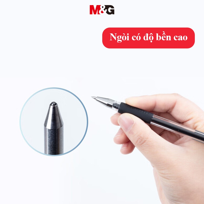 Ruột Bút Gel Màu Đen/Đỏ 0.5mm M&G, Ruột Bút Đầu Đạn Rút Nắp 1 Cây