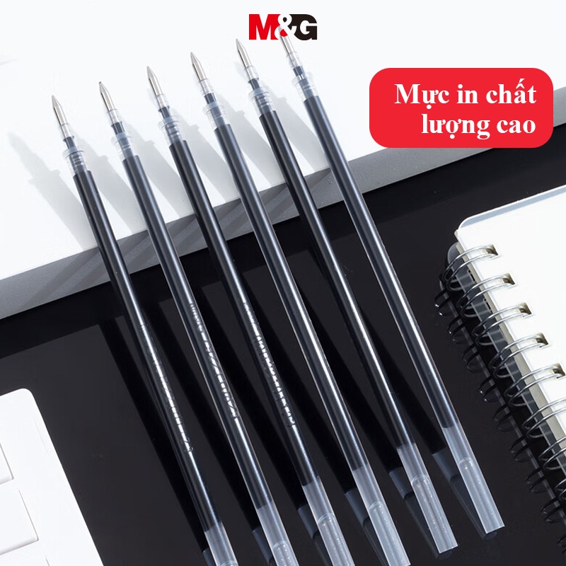 Ruột Bút Gel Màu Đen/Đỏ 0.5mm M&G, Ruột Bút Đầu Đạn Rút Nắp 1 Cây
