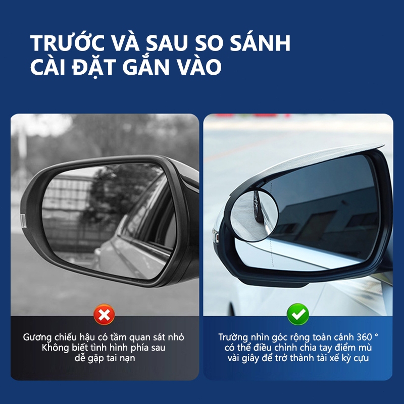 gương cầu lồi ô tô SEAMETAL Điểm Mù 2 Trong 1 Kèm Vè Che Mưa Gương Chiếu Hậu