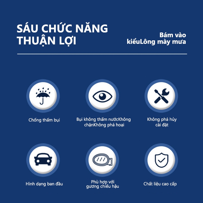 gương cầu lồi ô tô SEAMETAL Điểm Mù 2 Trong 1 Kèm Vè Che Mưa Gương Chiếu Hậu