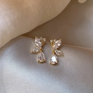 Bông tai bướm zircon giọt nước thiết kế hợp thời, khí chất cao cấp, mẫu mới 2024