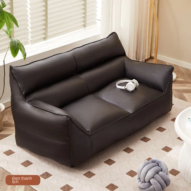 Ghế Lười Tatami Bằng Da Phong Cách Bắc Âu Sofa Phòng Khách Trang Trí Ghế Sofa Mini Sofa Đôi Thích Hợp Cho Phòng Ngủ Khách Ban Công 1m2, tối giản ghế ngồi bệt thư giãn giường da đen togo đọc sách — ảnh 1