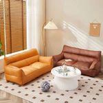Ghế Lười Tatami Bằng Da Phong Cách Bắc Âu Sofa Phòng Khách Trang Trí Ghế Sofa Mini Sofa Đôi Thích Hợp Cho Phòng Ngủ Khách Ban Công 1m2, tối giản ghế ngồi bệt thư giãn giường da đen togo đọc sách — ảnh 5