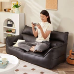 Ghế Lười Tatami Bằng Da Phong Cách Bắc Âu Sofa Phòng Khách Trang Trí Ghế Sofa Mini Sofa Đôi Thích Hợp Cho Phòng Ngủ Khách Ban Công 1m2, tối giản ghế ngồi bệt thư giãn giường da đen togo đọc sách — ảnh 2